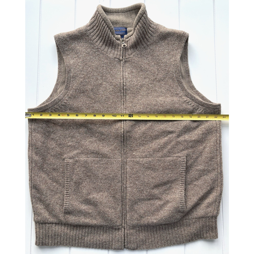 Pendleton Shetland Wool Zip Front Sweater Vest Fleece Lined Beige Tan Medium - Picture 15 of 16